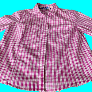 3/$20. Women’s Pink Plaid  Mid-3/4 Sleeved Button Down Top Summer Fall